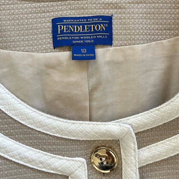 NWT Pendleton Jacket Womens Size 10 White & Tan Button Down Business Blazer - Picture 6 of 10